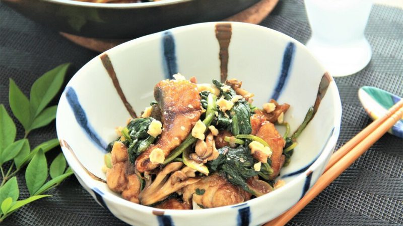 ナッツとの相性がいい！サバとホウレン草のソテー-クルミ風味-